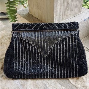 VINTAGE Regale Ltd. Black Beaded Clutch
